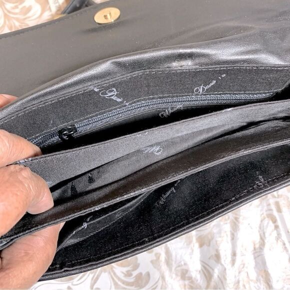 Whiting & Davis Crossbody Handbag Black Leather & Mesh Thick Adj Strap NWT - Picture 7 of 8